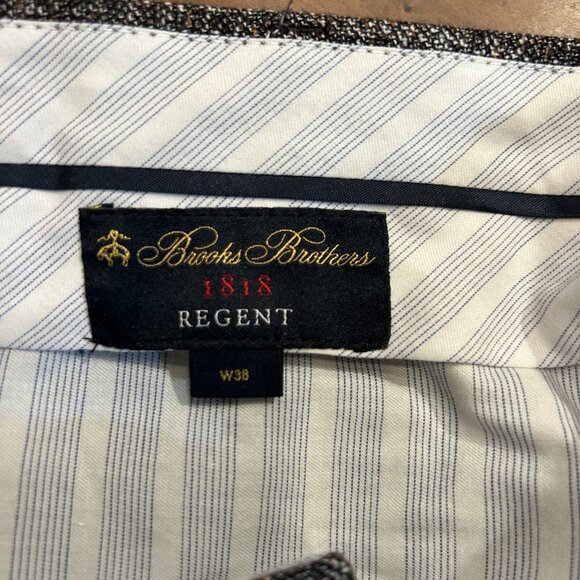 Brooks Brother 1818 Regent Italian Tweed Trousers Grey Wool Silk Cot Bld, 38x31 - Picture 9 of 10